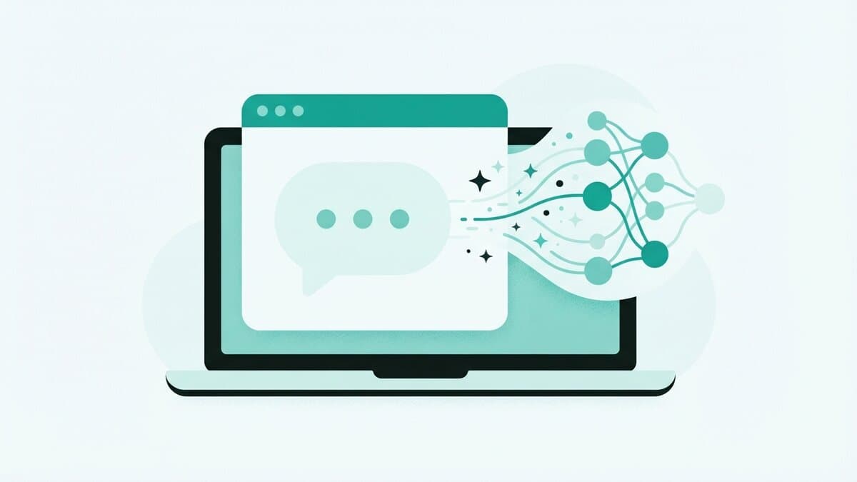 Ilustrace tří typů AI asistenta - v mobilu, na počítači a v chatu na webu firmy